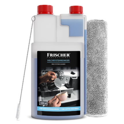 Środek do czyszczenia systemów mlecznych, 1000 ml + szczoteczka 20cm + mikrofibra 30x30 cm (FR00148_1000_kit_amz_de)